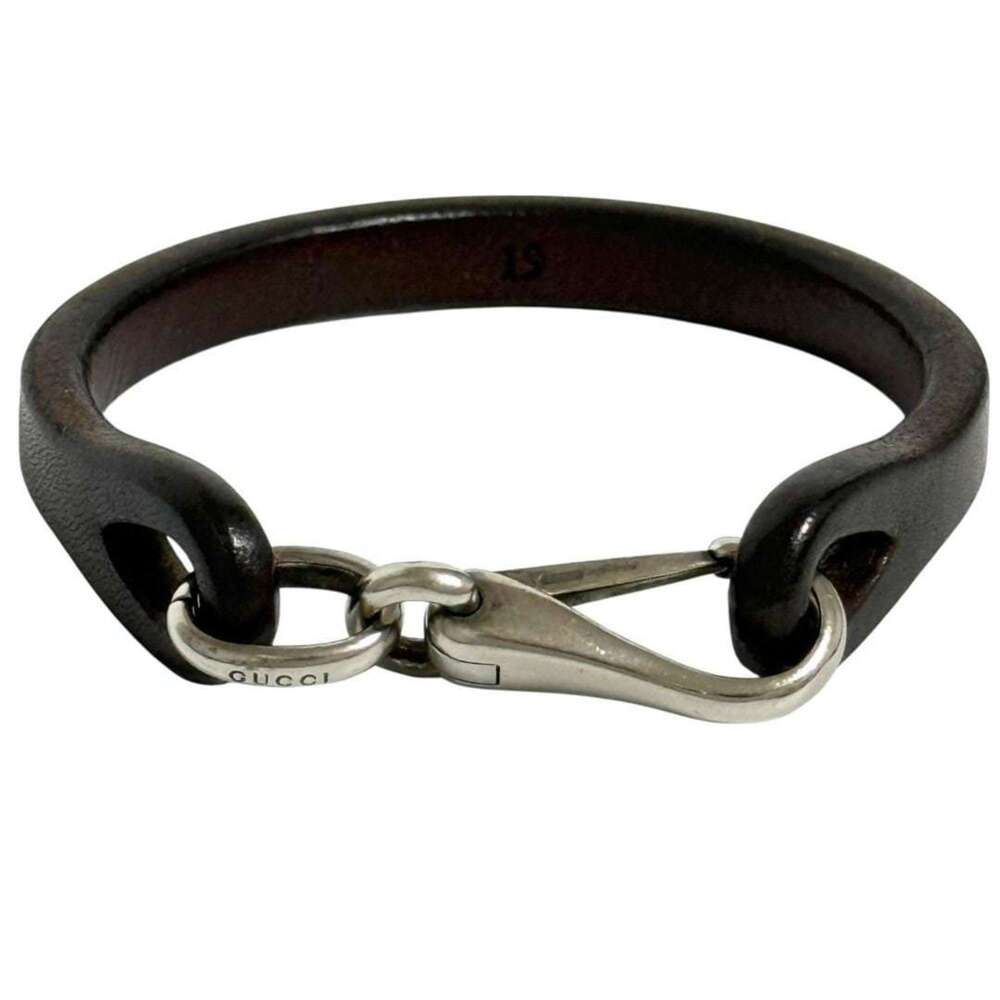 GUCCI Silver Leather Charm Bracelet